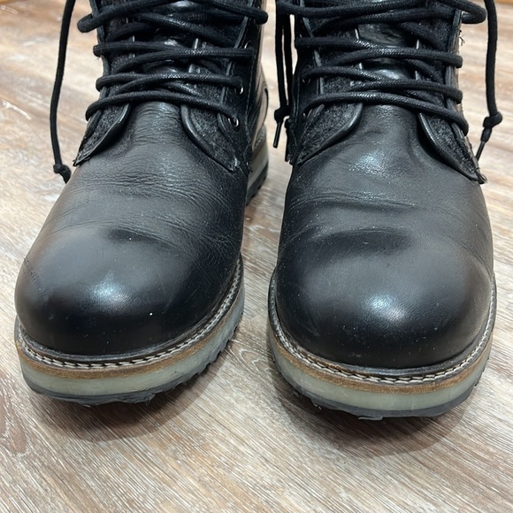 Bulle Black Boots Leather Wool Men's Size 10 EU 43 Lace Up - Picture 3 of 14